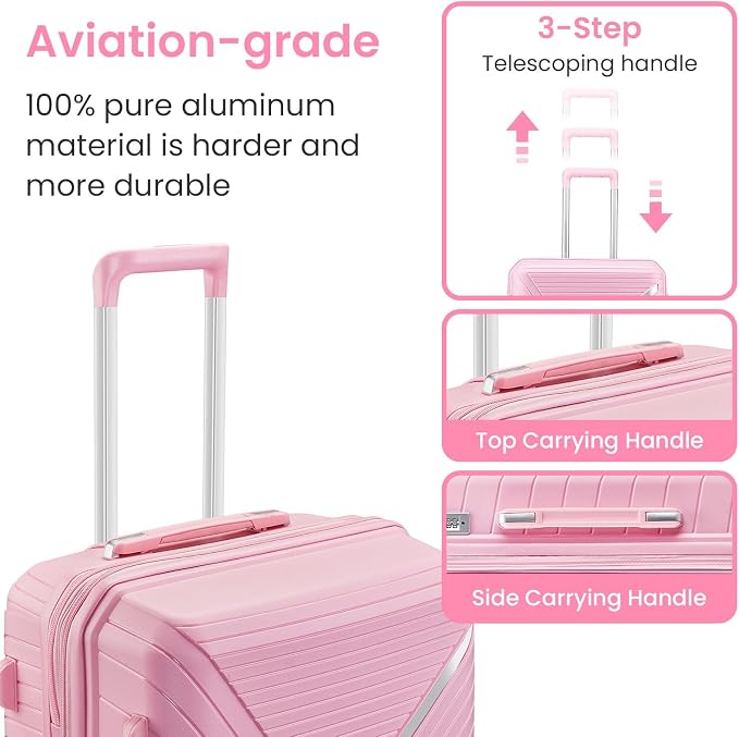 Merax Luggage 4 Piece Set Hardside Expandable Suitcase Set with Case,Travel Luggagewith Spinner Wheels,Airplane Approved Carry On Luggage Sets,Pink1,14/20/24/28 - Image 7