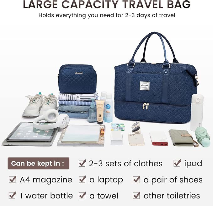 LOVEVOOK Travel Duffle Bag,Weekender Bags for Women with Shoe Compartment,Carry on Overnight Bag with Toiletry Bag,Gym Duffel Bag with Wet Pocket, Hospital Bags for Labor and Delivery - Image 7