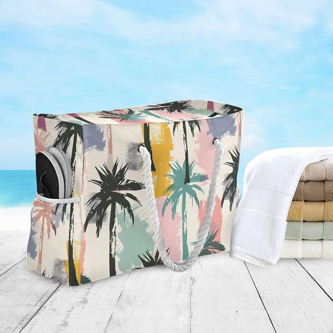 senya Large Beach Bags Totes Swim Canvas Tote Shoulder Bag Water Resistant Bags for Gym Travel Daily - Image 6