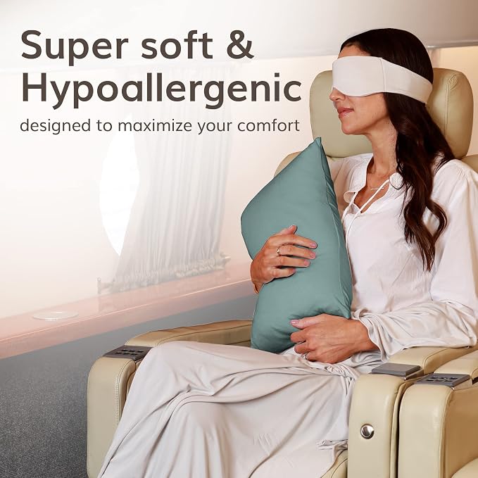 Happyluxe Travel Pillow for Long Flights - Soft, Small, Alternative to Down and Memory Foam. 17 x 13in - Made in the USA, Sage Green Airplane Pillow for Adults Sleeping, Camping or Nap - Image 8