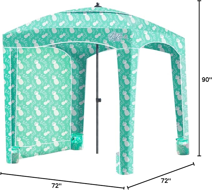 Qipi Beach Cabanas for Sand, Beach Canopy with Sandbags & Side Wall for Family, Easy Set Up Sun Shelter, UPF 50+ UV Protection with Roof Vent - Image 10