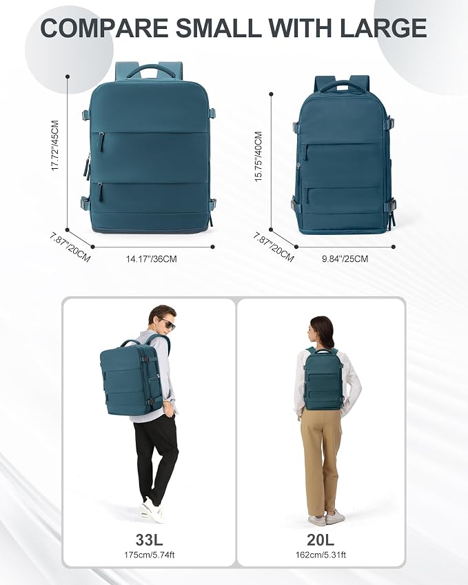 coowoz Large Travel Backpack Carry On for Women Man Waterproof Gym Backpacks Mochila de Viaje Travel Bag Essentials Teacher Personal Item Backpack Rucksack Airplane Accessories Must Haves Peacock Blue - Image 8