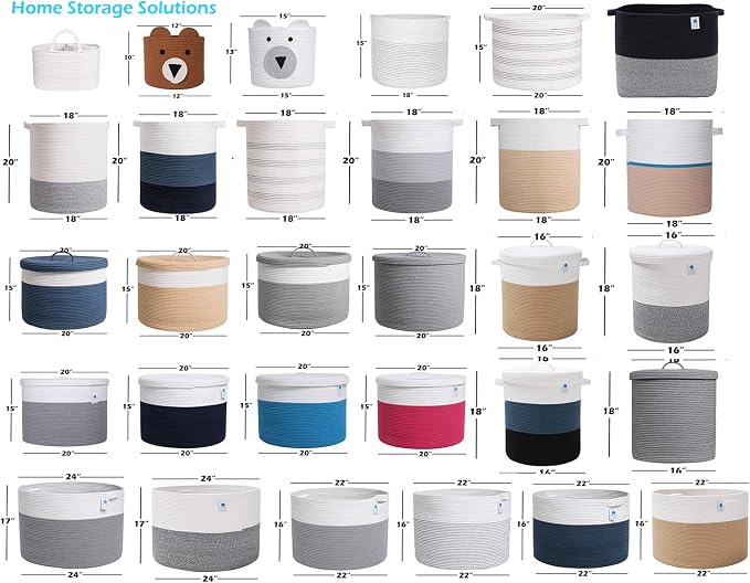 16x18 Inch Extra Large Round Cotton Rope Storage Basket with Lid, Decorative Woven Bin with Cover for Living Room Bedroom Closet, Light Grey & Grey - Image 9