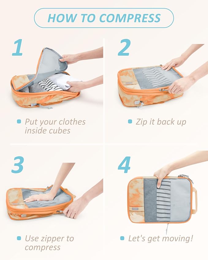 BAGSMART 6 Set /4 Set/2 Set Compression Packing Cubes for Travel, Lightweight Luggage Organizer Bags, Durable Space Saver Bags Travel Essentials - Image 7