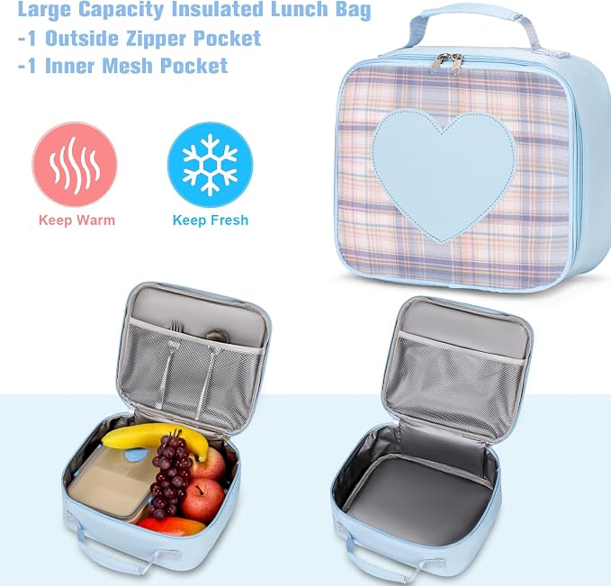 ACESAK Backpack for Girls with Insulated Water Bottle, Bookbag Backpack for Girls Kids, 14oz Kids Water Bottle Stainless Steel, Lunch Bag & Pencial Case, Back To School Gift (Blue) - Image 8