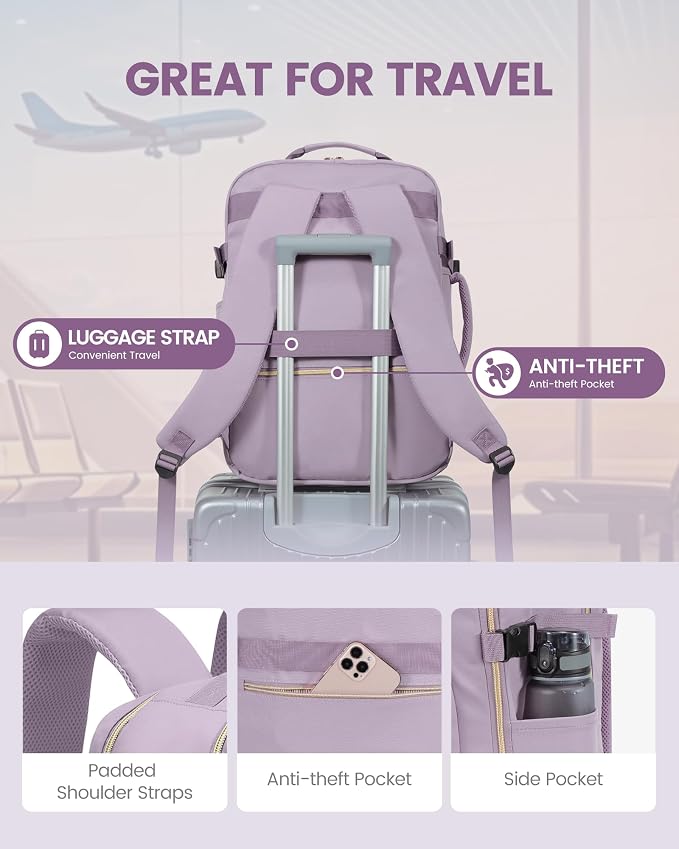 LOVEVOOK 40L Travel Backpack Flight Approved Carry on Backpack,3 Packing Cubes,Waterproof Personal Item Travel Bag,TSA Carry on Luggage Suitcase Travel Essentials,Gifts for Women & Men,fits 17" Laptop - Image 6