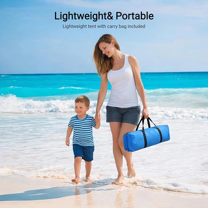 Beach Tent, Portable Sun Shelter for 2/3/4/6-8 Person with UPF 50+ UV Protection, Easy Setup Waterproof Beach Shade Canopy Cabana for Family Outdoor and Picnics, Fishing with Carrying Bag - Image 8