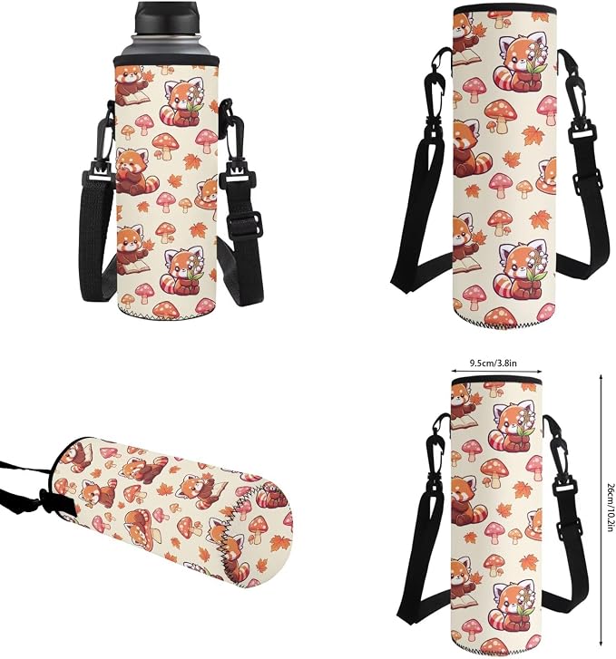 4 In 1 Kids School Combo Set - Red Panda Backpack and Lunch Box Pencil Case Water Bottle Holder for Girls Boys Back to School Supplies, Cute Animal Bookbag, Adjustable Padded Strap - Image 7