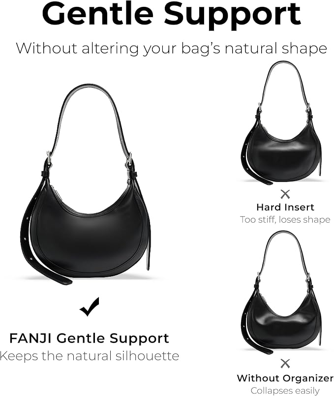 Purse Organizer Insert Compatible with Grotto Luna Hobo | Handcrafted DuPont™ Tyvek®, Precision 1:1 Custom Fit, Vanile, Lightweight, Keep Bag Clean & Protected for Travel & Commute - Image 8