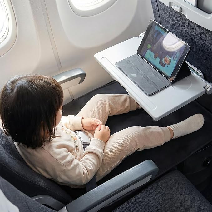 Toddler Airplane Bed | Kids Airplane seat Extender | Easy to Install for ariplane, Train, Cars | Kids Airplane Travel Essentials | Foot Rest Cushion (with Foot Pads) - Image 9