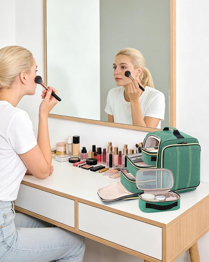 BALULHG Large Travel Makeup Bag - Cosmetic Organizer with 4 Removable transparent Inner Pockets, Multi-functional Toiletry Bag for Accessories & Brushes, Women's Beauty Case,Patent Pending - Image 6