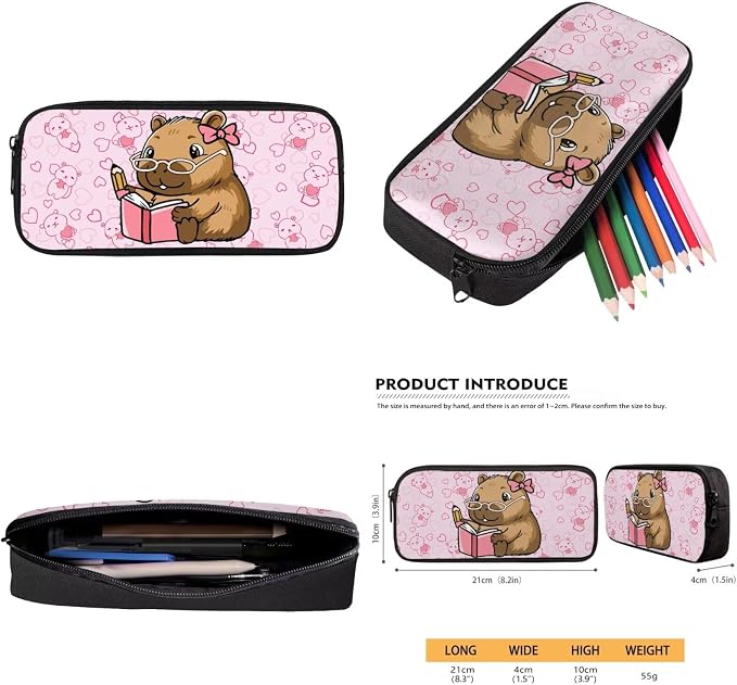 Learning Capybara School Bags for Girls 10-12 7-10 Cute Girls Backpack and Lunch Box Set of 4 Backpack for Elementary Middle School Lightweight 17 Inch Bookbag Daypack - Image 7