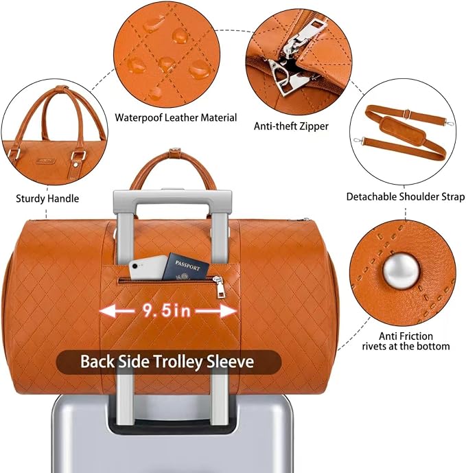 Garment Bag for Travel, Convertible Carry on Garment Duffel Bag for Men 3Pcs Weekender Bag 2 in 1 Hanging Suitcase Suit Bag - Image 8