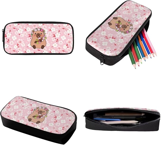 Capybara Bubble Tea Star Print Kids Backpask Set, Durable Lightweight School Bag Set with Lunch Bag and Pencil Case, Knapsack Set Suitable for School, Picnic or Travel, Pink - Image 7