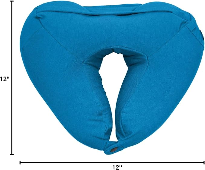 Yogibo Nap X Travel Neck Pillow for Sleeping Airplane, Car, Plane Traveling, Microbead Portable Comfy Head Rest and Neck Support with Attached Eye Mask, Turquoise - Image 8