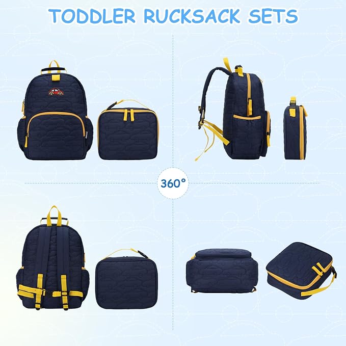 Chase Chic Toddler Backpack for Boys, Puffer Cute Lightweight Preschool Backpack with Lunch Box Set for Daycare Travel Kids Age 3-6,Blue Car - Image 7