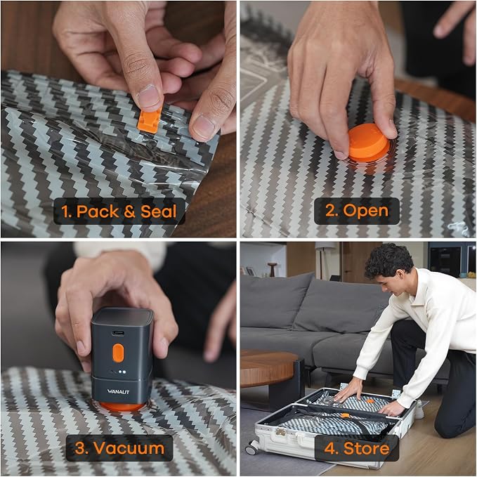 Travel Vacuum Storage Bags with Wireless Rechargeable Electric Pump, 12 Pack Travel Essentials Vacuum Seal Bags for Clothing, Space Saver Compression Packing Bags for Luggage, Suitcase, Backpack, Home - Image 10