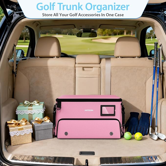 4-Layer Golf Trunk Organizer, Golfer Gifts for Women with Separate Ventilated Compartment for 2 Pairs Shoes, Waterproof Car Golf Locker Storage Bag for Golf Gear and Accessories,Pink - Image 7