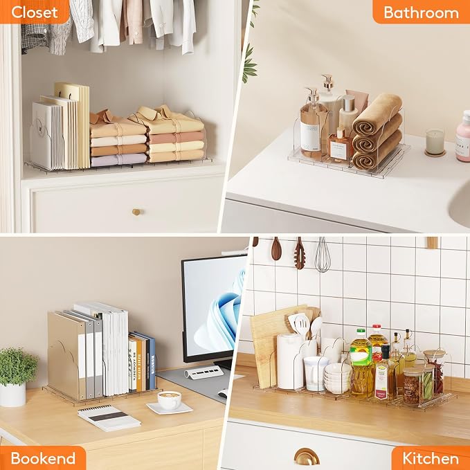 Lifewit Purse Organizer for Closet, Clear Handbags Storage Organizer, Adjustable Clutch Purse Storage Organizer Holder for Closet, 4 Pack Bookshelf Dividers for Sweater in Bedroom 35 x 24 cm/14 x 9.5 - Image 8