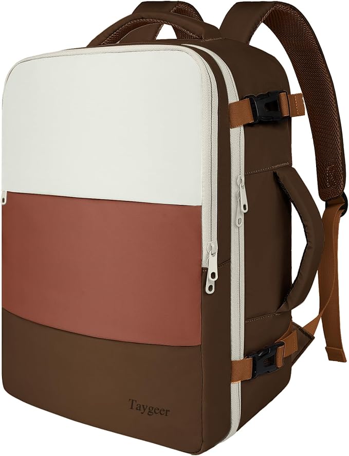 Taygeer Travel Backpack for Women Men, Airline Approved Carry on Backpack | Bookbag with Water Bottle Pocket & Laptop Compartment, Weekender Bag for Weekender Gym, Work, Hiking Essentials, Khaki Beige by Taygeer