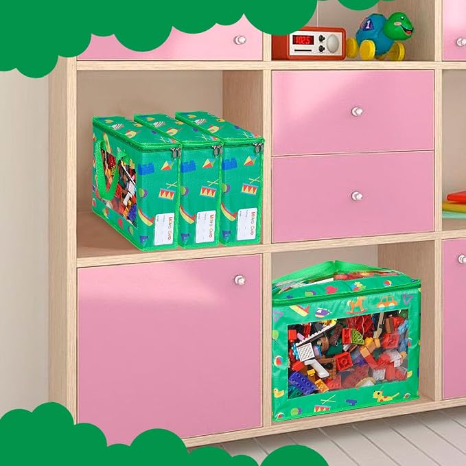 4 Pack Waterproof Toy Storage Bags with Labels,Include 1 Pcs Extra Large and 3 Pcs Large Bags,Oxford Cloth Toy Storage Pouch,Portable Trave Toy Organizer for Board Game, Building Blocks, Puzzle - Image 7