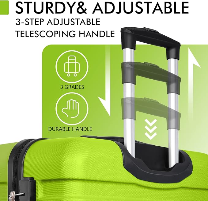 AnyZip Luggage PC ABS Hardside Lightweight Suitcase with 4 Universal Wheels TSA Lock Carry-On 20 Inch Apple Green - Image 7