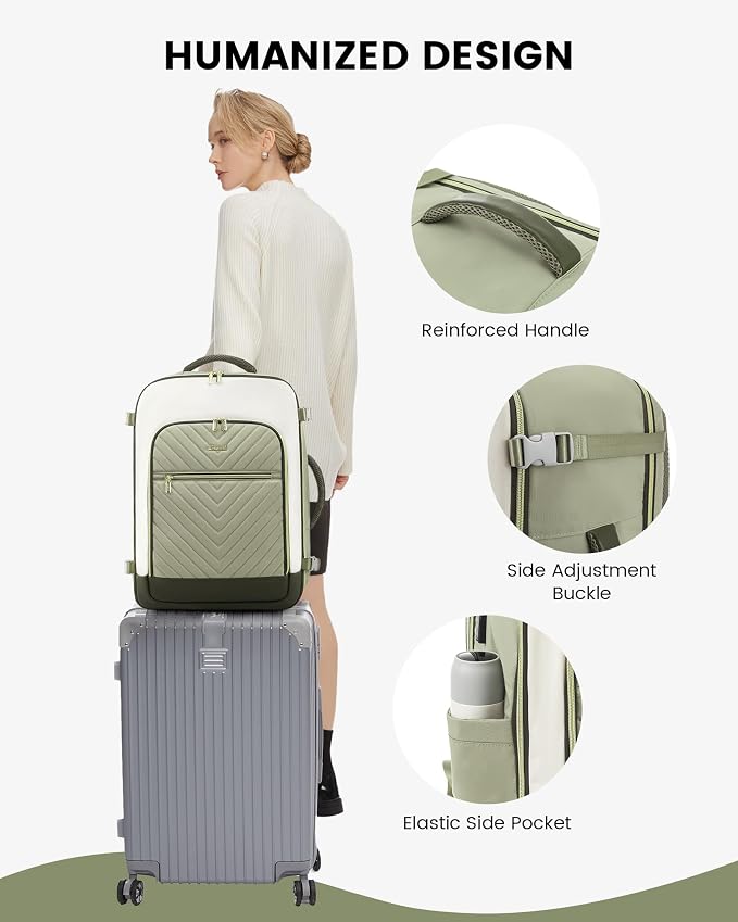 LOVEVOOK Large Travel Backpack for Women, TSA Carry on Backpack for Airplanes, 40L Personal Item Travel Bag for Women fits 17" Laptop,Waterproof Carry on Bag Airplane Approved with 3 Packing Cubes - Image 8