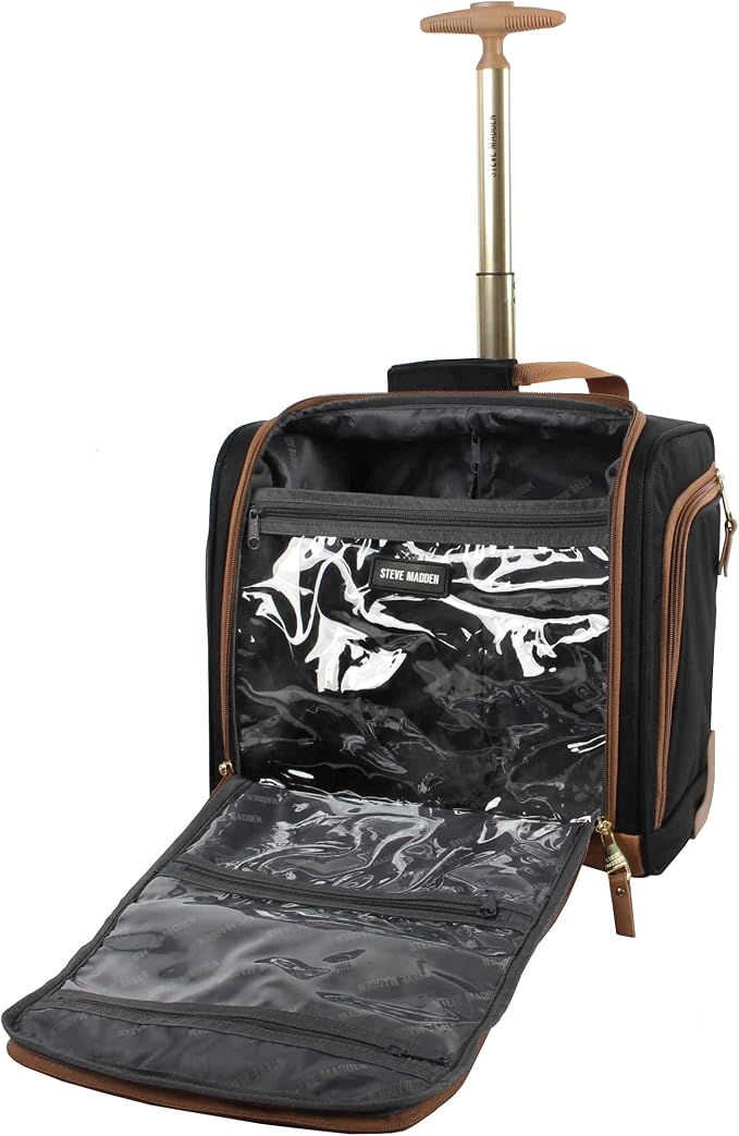 Steve Madden Designer Luggage Collection - 3 Piece Softside Expandable Lightweight Spinner Suitcase Set - Travel Set Includes an Under Seat Bag, 20-Inch Carry on and 28-Inch Checked Suitcase, Harlo - Image 7