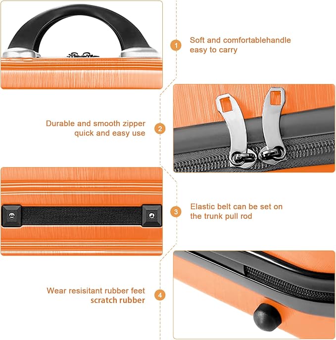 14 Inch Makeup Train Case PC ABS Hard Shell Cosmetic Organizer Portable Toiletry Bag Travel Vanity Case Small Suitcase Makeup Box for Women Outside Activity With Back Strap - Image 8