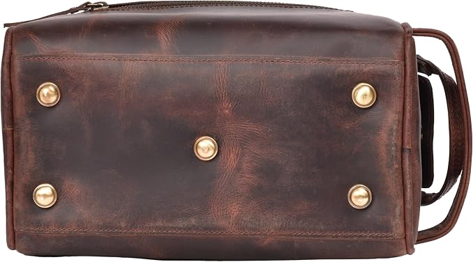 LEATHER VILLAGE Genuine Leather Toiletry Travel Bag With Waterproof Lining - Mulberry Brown | King-Size Handcrafted Vintage Dopp Kit Bag, Shaving & Bathroom Organizer, Gift for Men & Women - Image 9