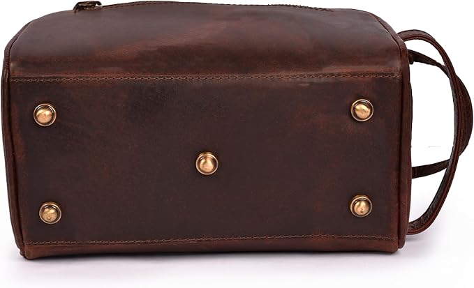 Premium Leather King Size Toiletry Travel Pouch – Handcrafted Dopp Kit with Waterproof Lining, Spacious Design for Travel Essentials, Elegant Cherry Finish - Image 8