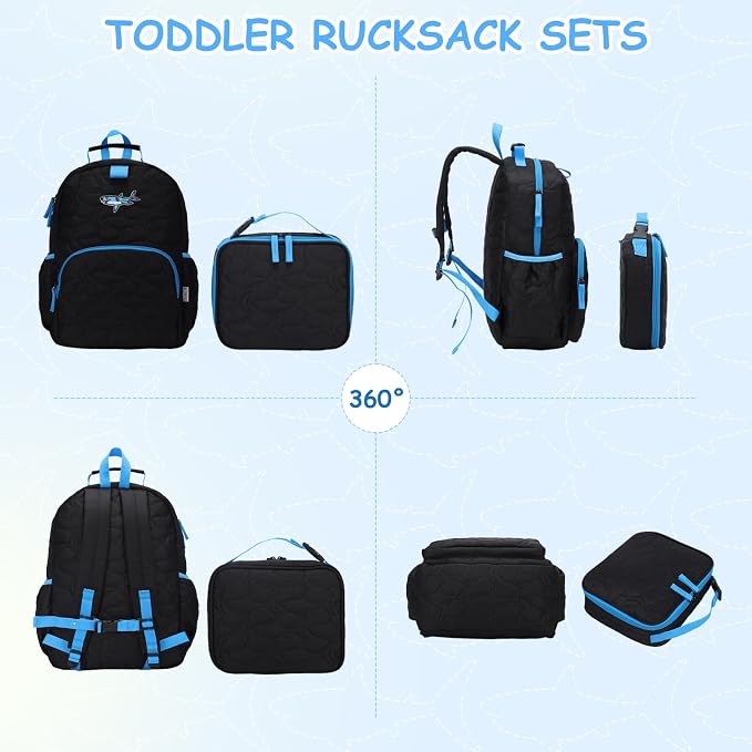 Chase Chic Toddler Backpack for Boys, Puffer Cute Lightweight Preschool Backpack with Lunch Box Set for Daycare Travel Kids Age 3-6,Black Shark - Image 7