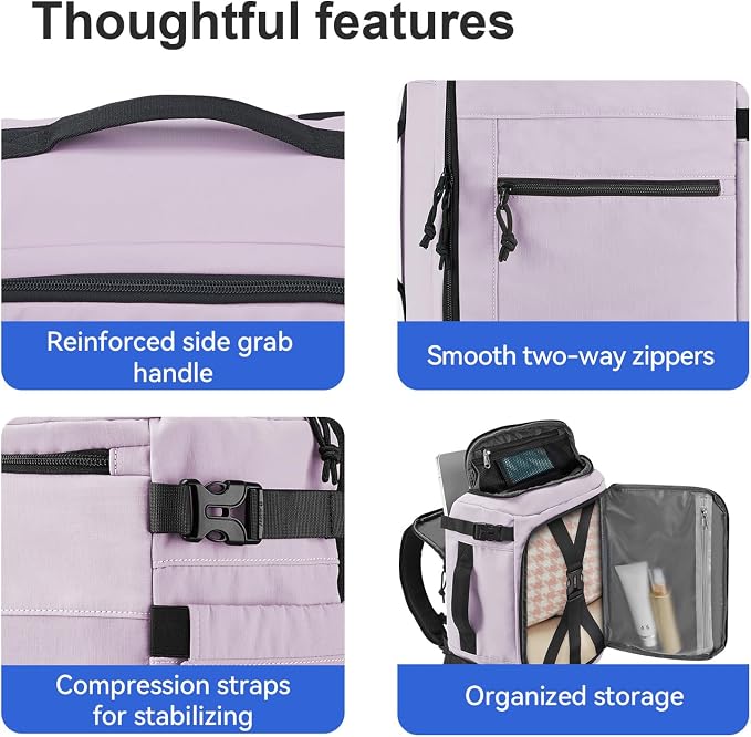 Carry On Travel Backpack Flight Approved Laptop Backpack for Women Men | Personal Item Travel Bag, Casual Weekender Daypack with Wet Pocket for Business, Hiking - Image 9