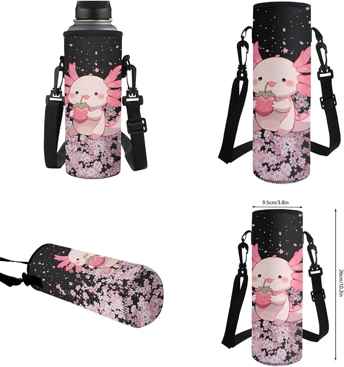 Axolotl School Backpack for Girls 6-8 Years Old with Lunch Bag Elementary Strawberry School Backpack Kids Lunchbox Set 4 Piece Bookbag/Lunch Box/Pencil Case/Water Bottle Holder - Image 7