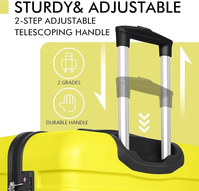 AnyZip Luggage PC ABS Hardside Lightweight Suitcase with 4 Universal Wheels TSA Lock Checked-Large 28 Inch Yellow - Image 7