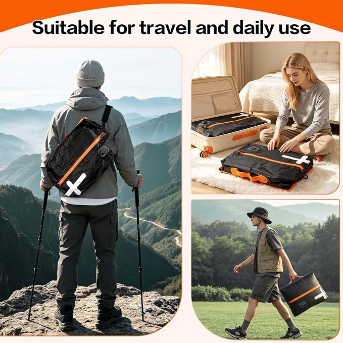 Travel Vacuum Bags with Shoulder Strap & Built-in air pump – IP67 Waterproof Vacuum Seal Reusable 22L Carry-On Compression Bags for Clothes, Suitcase & Luggage(1-Pack,Black) - Image 8