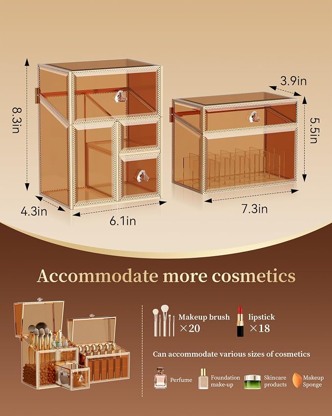 CoralHouse Makeup Organizer Countertop Set – Vanity Holder with 18-Slot Lipstick Organizer & Covered Makeup Brush Holder – Skincare, Perfume & Cosmetic Display for Bathroom or Dresser - Image 6