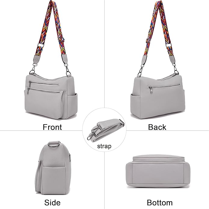 YZAOLL Large Crossbody Shoulder Bag for Women Vegan Leather Tote with Adjustable Wide Strap Work Purse with 10 Pockets