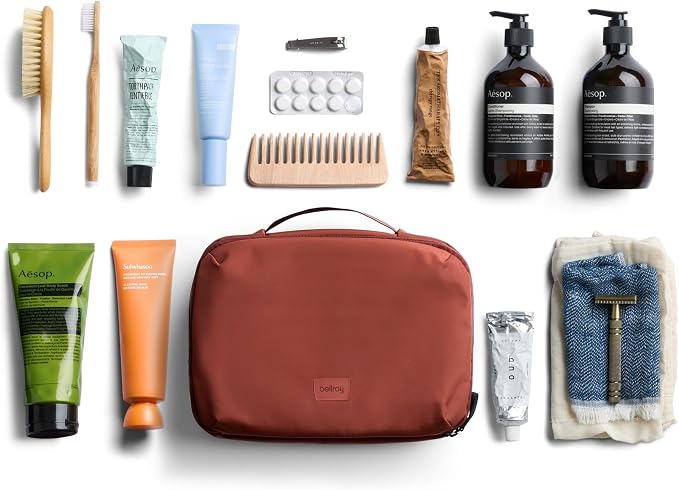 Bellroy Hanging Toiletry Kit Plus (8 Liter Travel Hanging Toiletry Bag) - Clay - Image 7