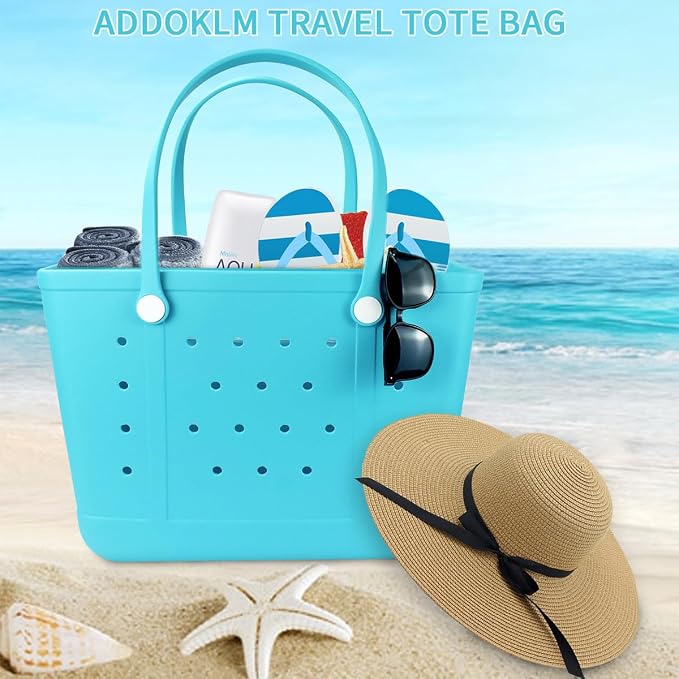 Extra Large Rubber Beach Bag Tote Bag for Women Waterproof Bag | Waterproof EVA Beach Tote with Zipper Pocket & Non-Slip Bottom | Sturdy Tote for Beach Pool Boat Groceries & Travel - Image 7