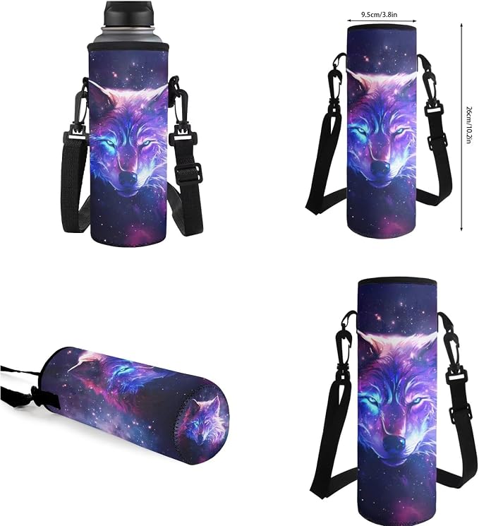 Galaxy Wolf Backpack for Girls Boys Backpack with Lunch Box Water Bottle Holder with Strap and Aesthetic Pencil Case 4PCS Set Bookbag with Compartments for School 17 inch School Bag for Kids - Image 7