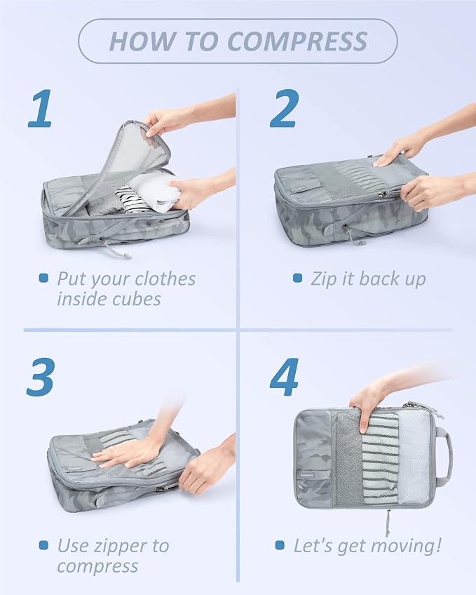 BAGSMART 6 Set /4 Set/2 Set Compression Packing Cubes for Travel, Lightweight Luggage Organizer Bags, Durable Space Saver Bags Travel Essentials - Image 6
