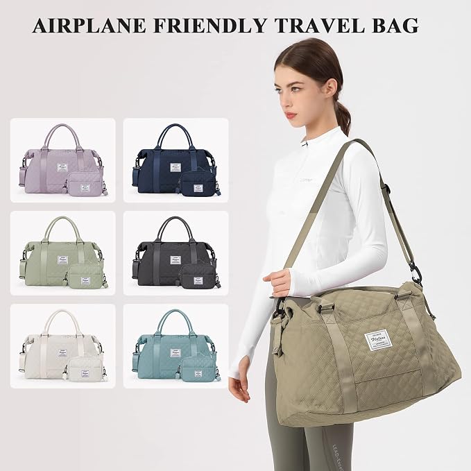 Travel Duffel Bag, Carry On Overnight Weekender Bags for Women | Travel Bag with Wet Pocket & Trolley Sleeve, For Spirit Airlines 18x14x8 Personal Item Bag - Image 7