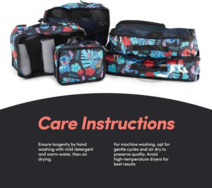 Disney Minnie Mickey Stitch Packing Cubes - Winnie the Pooh, Princess Cinderella, Cars, Toy Story 5 Piece Packing Cubes Compression - Travel Essential - Luggage Suitcase Organizer Set - Image 7