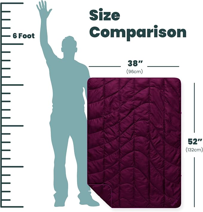 Rumpl Travel Puffy Blanket, Ultra-Packable Travel-Size Warmth and Comfort, Plum - Image 8