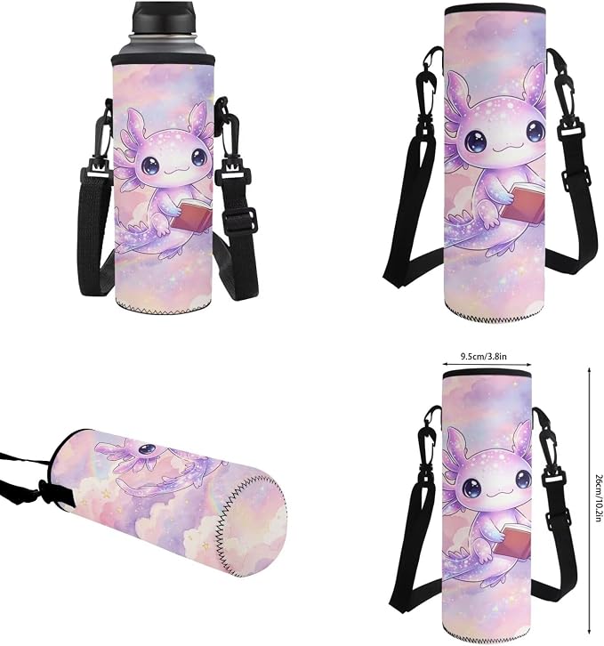 Book‑Reading Axolotl Girls School Backpack Set, 17'' 4-Piece Bookbag with Insulated Lunch Box, Pencil Case & Water Bottle Holder, Cute Schoolbag for Kids Age 6-12, Elementary Grade 1-6 - Image 7