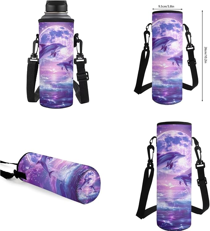 Dolphin Backpack for Girls Kids Backpack with Lunch Box Water Bottle Pouch and Aesthetic Pencil Case 4PCS Set Bookbag with Compartments for School Teens 17 inch Large Elementary School Bag - Image 7