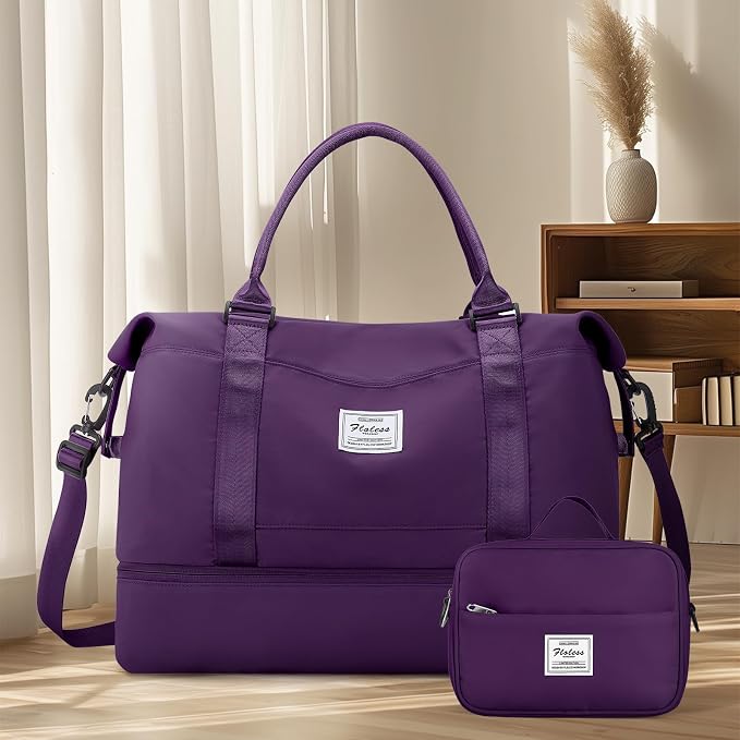 Travel Duffel Bag with Shoes Compartment,Weekender Bags for Women Travel | Overnight Carry-On Bag with Toiletry Bag, For Spirit Airlines 18x14x8 Personal Item Bag - Image 7