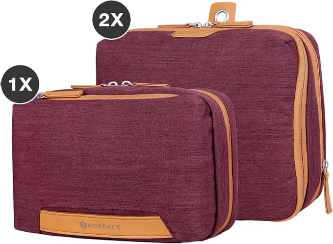 Nordace Travel Packing Organizers Set for Men and Women - 2x Packing Cubes & 1x Wash Pouch - Durable & Water Resistant (Red) - Image 2