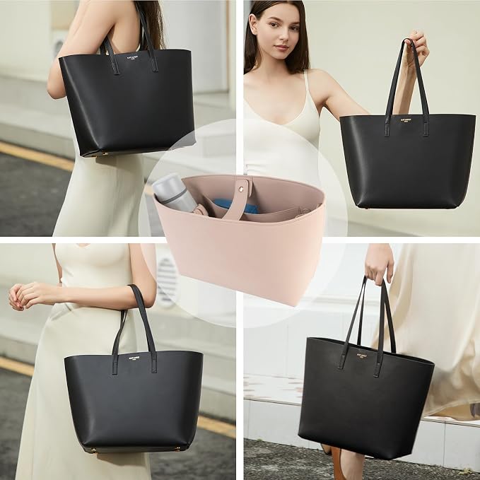 Vegan Leather Tote Bag Organizer Insert,Multi-Pocket Purse Organizers,with 15-Inch Laptop Compatible with Saint Laurent Tote E/W、LV Neverfull MM and More(SL) - Image 7